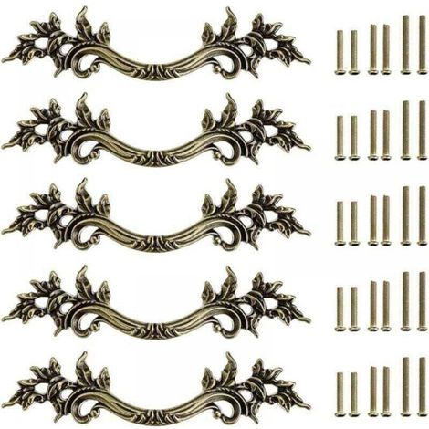 (bronze) 5pcs Poignée de porte vintage Bouton de Porte de Placard rétro, XU,décorer le Tiroir, La Commode, Placard, Meuble etc - KZQ (1/4)