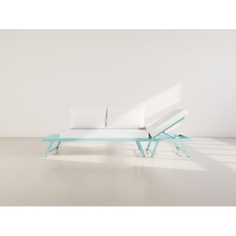 Isadora - salon de jardin 3 places - modulable - vert avec coussins beiges - vert / beige (1/5)