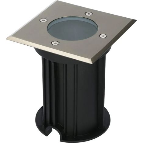 Spot encastré au sol à LED Hoftronic, carré, GU10, acier inoxydable, IP67, à intensité variable (1/5)
