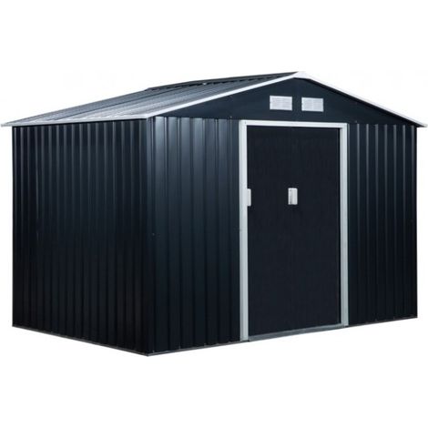 Casetta da Giardino a 2 Porte Scorrevoli 277x195x192cm, Grigio scuro (1/2)