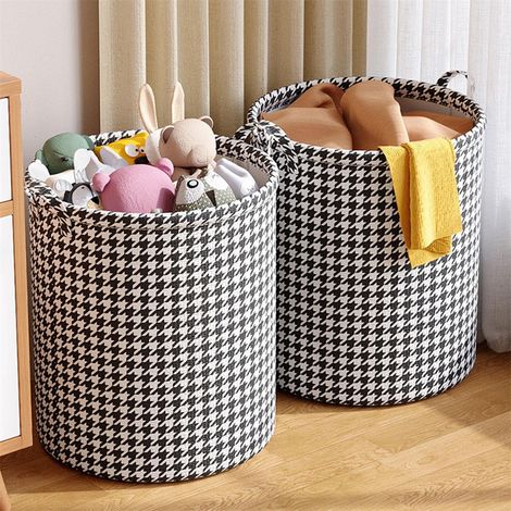 AUTRUCKER Panier à linge pliable en tissu avec poignée, motif pied-de-poule, 2 pièces, 40 x 57 cm (1/5)