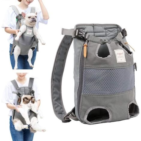 Sac ventral de transport pour chien gris 25x40 cm – toile et maille, pour animaux jusqu'à 12 kg (1/4)