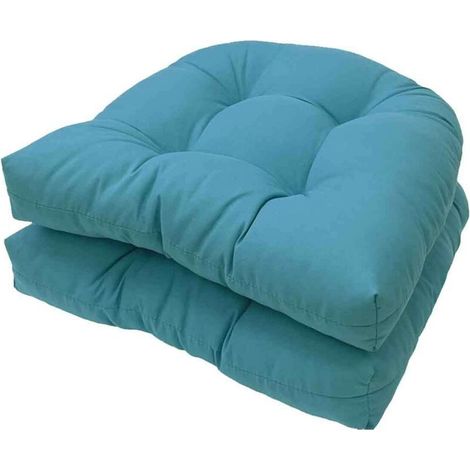 Colcolo Lot de 2 coussins de siège touffetés 48 x 48 cm pour chaise d'intérieur et d'extérieur en osier, coussins pour chaise à bascule, ensembles de coussins pour jardin, terrasse, maison, bureau, bl (1/4)