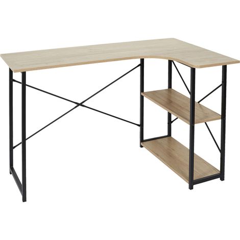 Bureau d'angle effet bois Job noir (1/5)