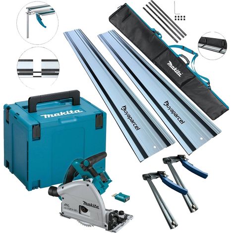 Makita DSP601ZJU 36v/18v Brushless Plunge Saw Wireless 2X 1.5M Rails + QR Clamp (1/5)
