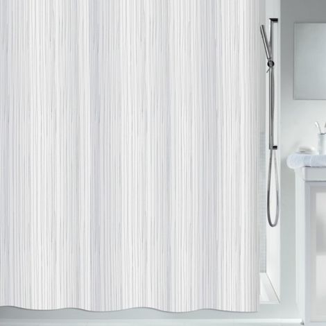 RAYA Cortina de ducha de poliéster 180x200 cm blanca Spirella (1/5)