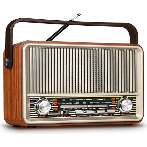 Radio portatile vintage - Radio AM/FM/SW con Bluetooth - Batteria da 1800 mAh - USB/TF/AUX - Adatta agli anziani