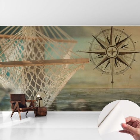 Papier peint adhésif décoratif pour chambre et salon Design moderne à poser facilement Détente au bord de la mer 416x254 cm (1/5)