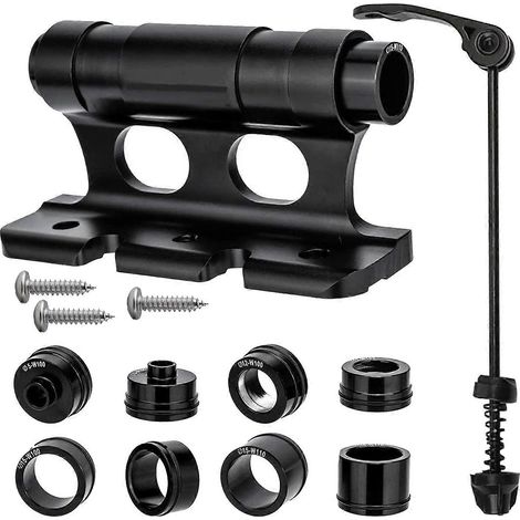 Support de fourche avant polyvalent, adaptateurs de fixation rapide pour axe traversant de vélo de route, compatibles avec les porte-vélos de camions/remorques/vélos. (1/5)