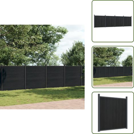 The Living Store Zaunelement Grau 699x186 cm WPC - Zaun - Gartenzaun - Sichtschutzzaun - Holz-Kunststoff-Verbundwerkstoff - WPC