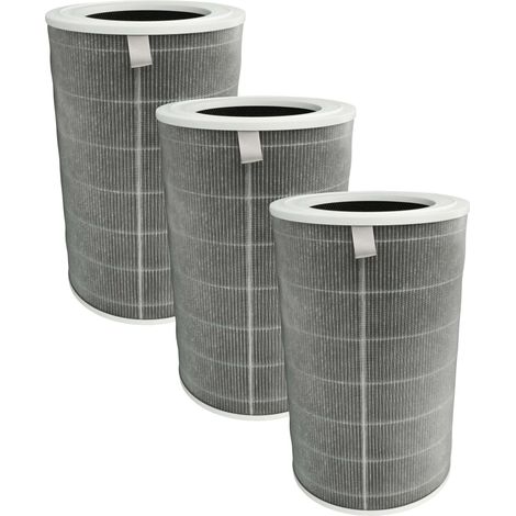 vhbw 3x Filtro carbón activo compatible con Xiaomi Smart Air Purifier 4 Pro purificador de aire - Filtro de aire H12 gris blanco