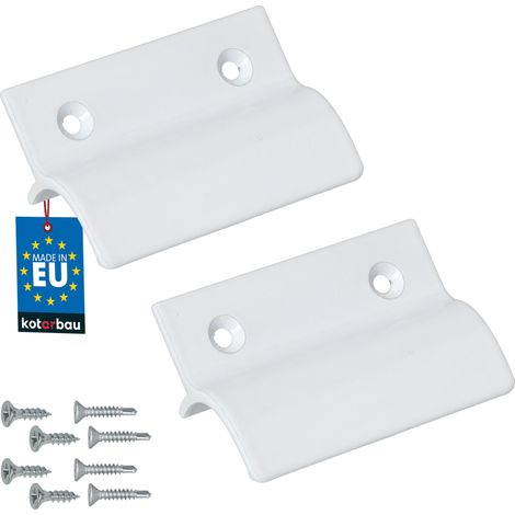 KOTARBAU® Lot de 2 Poignée Extérieure Porte Fenetre 65 x 45 mm - Aluminium - Poignee de Baie Vitree Coulissante - Poignée de Porte de Terrasse avec Entretoise - Blanc (1/4)