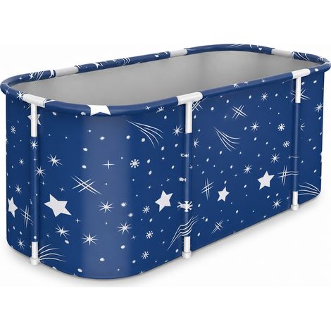 Vasca da bagno pieghevole per adulti 140 cm rettangolare blu stellato (1/5)