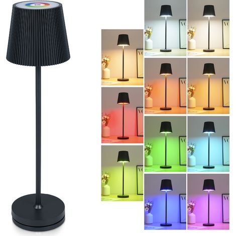 Ortviai Lampe de bureau rechargeable en aluminium avec éclairage RGB réglable, lumière neutre/blanche/chaude, batterie 4000 mAh (1/5)