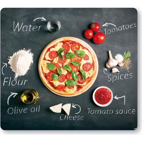 Kesper Multivetro tagliere/copertura stufa/pannello stufa, materiale: vetro di sicurezza ESG, dimensioni: 56 x 50 x 0,8 cm, motivo: pizza, colore: grigio, rosso, 36598 13 (1/5)