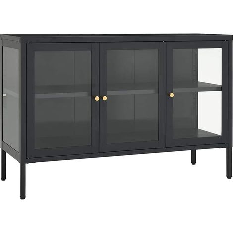Maison Exclusive - Buffet Anthracite 105x35x70 cm Acier et verre (1/5)