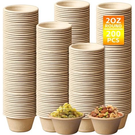 200 Miniatur-Schälchen, Soufflé-Förmchen, Dip-Schälchen, kleine Schüsseln, Pappbecher, Portionsbecher, Mini-Saucenschälchen, Suppenschälchen zum Dippen, Saucen, Canapés, Marmelade (1/5)