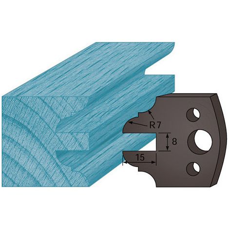 Diamwood Contre-fers Profilés Acier - Jeu de 2 - Ht. 38 mm - Épaisseur 4 mm - Avancement 15 mm - Entraxe 24 mm - Compatible avec Porte-outils de toupie (1/2)
