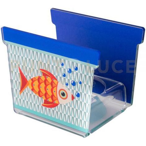 PORTAVASO JOY SINGOLO IN CRISTALLO ACRILICO DECORATO DISEGNO PESCE