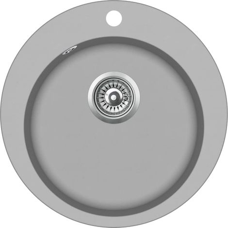 Lavello da cucina in granito, vasca singola, rotondo, grigio, arredamento per la cucina di casa 020002326
