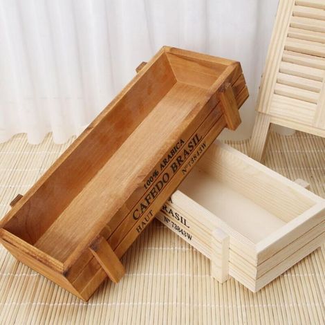 Jardinière rectangulaire en bois massif pour extérieur et intérieur – Lot de 2 bacs à fleurs résistants aux intempéries, idéal balcon & jardin (1/5)
