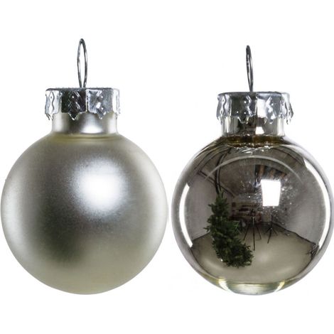TrendLine Christbaumkugeln 24 Kugeln Ø 2,5 cm Glas Silber Weihnachtskugeln (1/3)