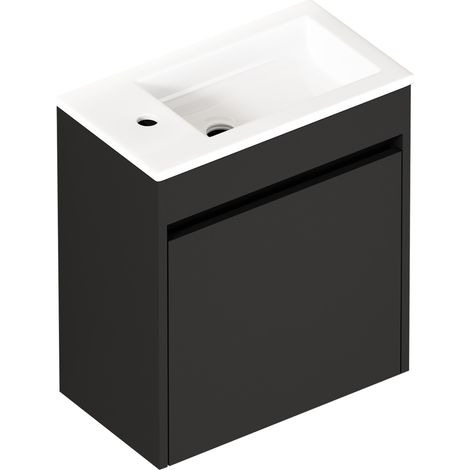 Mobile bagno nero 46 cm in MDF con lavabo in ceramica e porta con chiusura ammortizzata (1/5)
