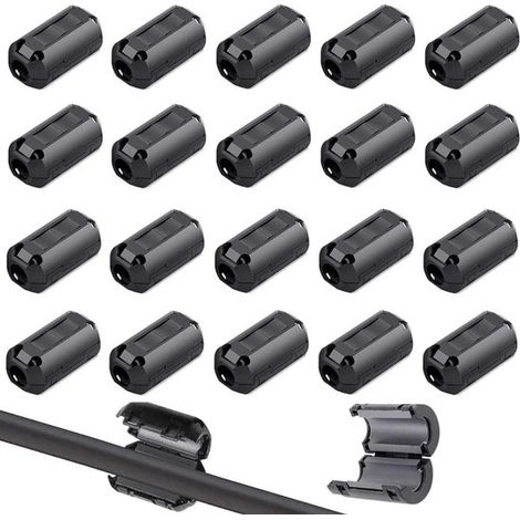 Lot de 20 pinces à câble ferrite – 5 mm – Suppression du bruit RFI/EMI – Anti-interférence – Filtre haute fréquence (1/5)