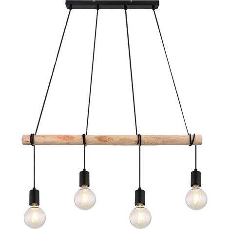 PABLO, METAL WOOD PENDANT , E27 4XMAX 40W, MATT BLACK (1/4)