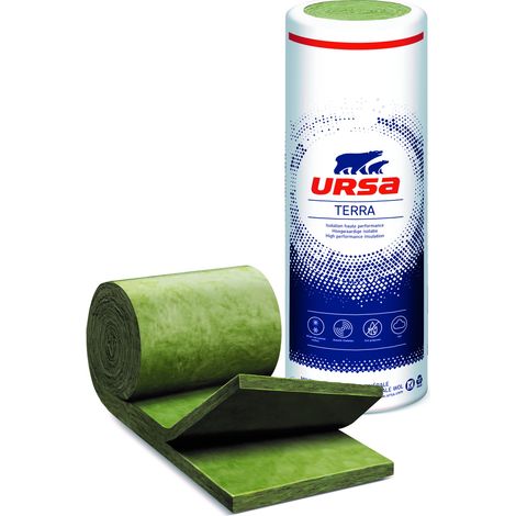 Ursa – Pack de 4 rouleaux laine de verre 45mm – Isolation acoustique cloisons – Longueur 8100mm – Largeur 600mm – Valeur R 1.10 – Incombustible (1/2)