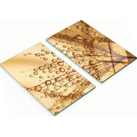 Tablas decorativas de cristal para servir aperitivos con dise帽o de dientes de le贸n, 2x30x52 cm.