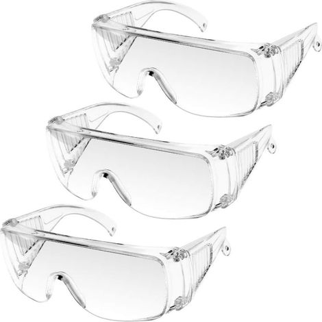 Lunettes De Protection - Antibuée Et Anti-rayure - Couverture Totale - Convient Sur Lunettes - Pour Travail Industriel Laboratoire Bricolage Extérieur - 3 Pièces (1/5)