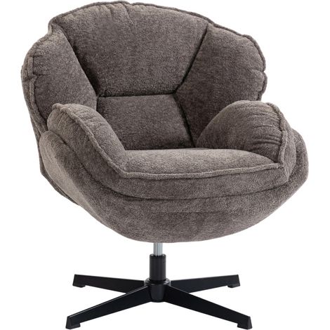 Estian fauteuil wingback pivotant velours gris (1/5)