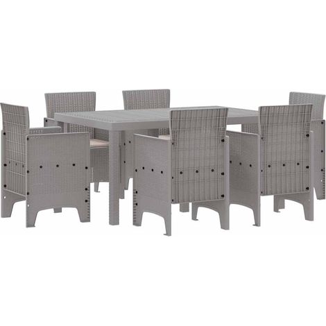 Maison Exclusive - Set da Pranzo per Giardino 7 pz Grigio chiaro Rattan Polt (1/5)