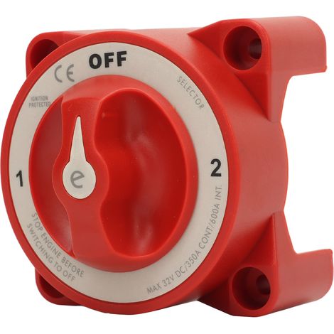 Sélecteur de batterie à bouton rotatif, 3 goujons, 350 A, 32 V, interrupteur de déconnexion de batterie pour véhicules récréatifs, bateaux et automobiles 11001 (3 positions) (1/5)