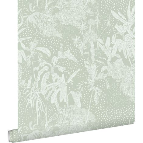 papier peint feuilles tropicales vert menthe - ESTAhome (1/5)