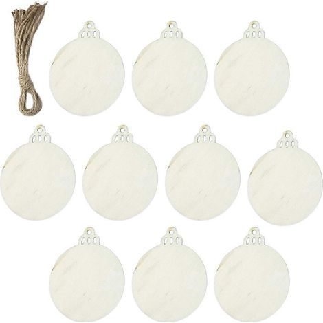 20 pendentifs en bois pour boules de Noël à faire soi-même, décorations de Noël à suspendre, rondelles de bois brut à monter soi-même-8.5X7CM (1/3)