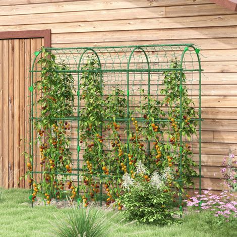Treillis, tuteur pour plantes grimpantes, espalier réglable, support avec filet, structure en acier, vert, 43 x 182 x 183 cm, pour jardin ou balcon (1/5)