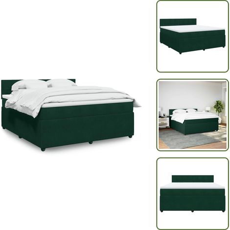 Sommier à lattes de lit et matelas Vert foncé 180x200cm Velours - Sommier À Lattes De Lit - Sommiers À Lattes De Lit - Lit - Meuble De Chambre À Coucher (1/5)