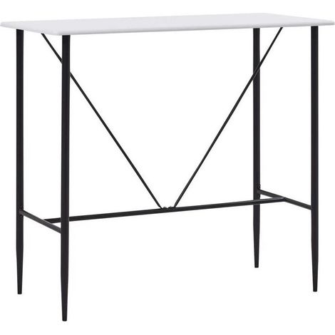 Table haute de bar bois blanc et pieds métal noir Meica 120cm (1/4)