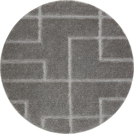 Badteppich SUPREME Kreis LINES, Linien, rutschfest, weich – grau grey rotondo 50 cm