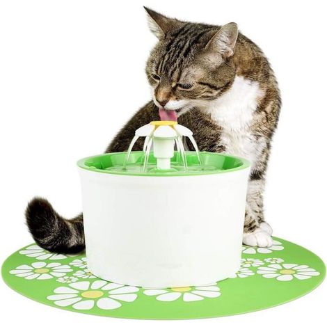 1 fontaine pour chats 1,6 L, résine PP antibactérienne, verte, usage intérieur (1/4)