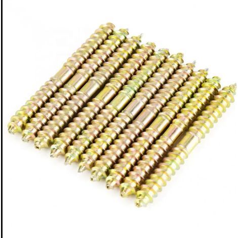 10 tornillos de doble rosca, conectores para muebles de madera, tornillos autorroscantes de doble extremo, pernos de varilla, tornillos de espiga, tornillos para madera de doble rosca para fijación de (1/4)