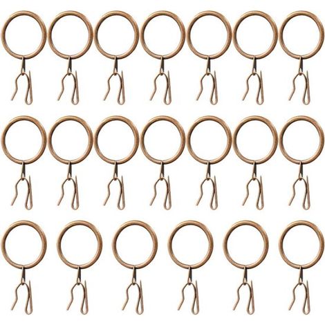 20 set di anelli e ganci per tende in metallo, anelli e ganci per tende per finestre, porte, tende da doccia, tende (rosso bronzo) (1/5)