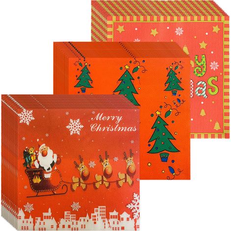 Serviettes En Papier Jetables - 33 x 33 Cm - Pour Fête De Noël Et Événements - Lot De 60 Pièces (1/5)