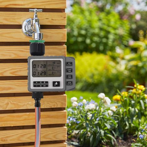 Minuteur d'arrosage automatique avec écran LCD, idéal pour jardins, balcons, cours, pelouses et serres. Pile non incluse. Filetage standard européen G1/2. (1/5)