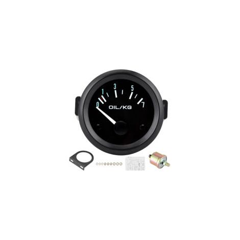 Jauge de pression d'huile universelle 12V 07kg/cm 52mm Dia Instrument de voiture avec capteur lumière LED blanche (1/5)