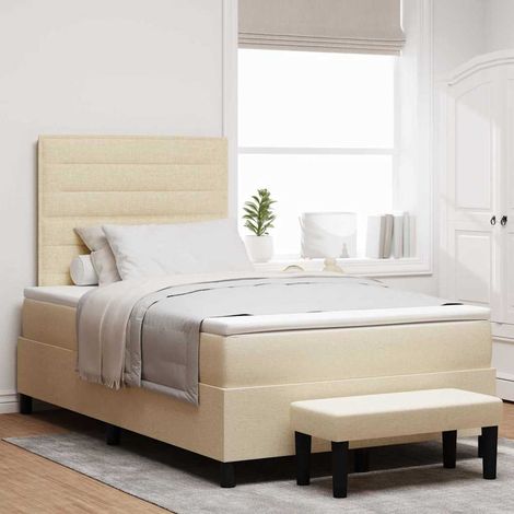 Boxspringbett mit Kopfteil Creme 120 x 190 cm Stoff