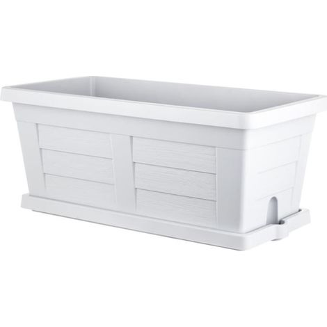 Jardinière "Legno" en plastique - Blanc - L 60 x l 30 x H 26 cm - Livraison gratuite