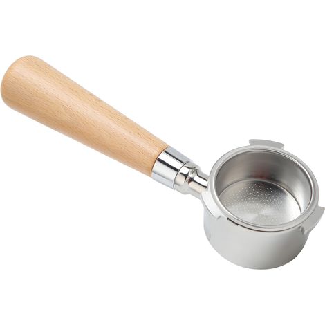 Porte-filtre à 3 oreilles pour machines à café Delonghi, sans fond, poignée en hêtre, 54 mm (1/5)